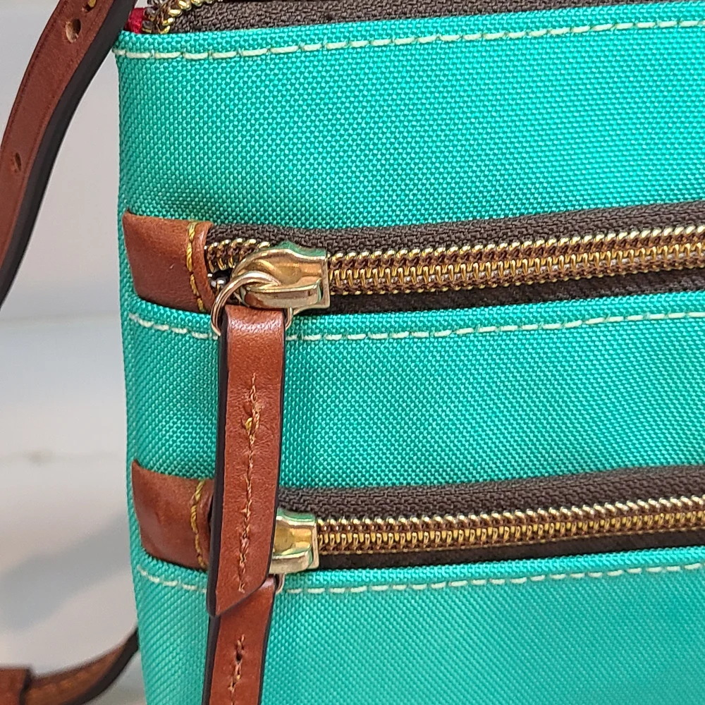 Dooney & Bourke Teal and Brown Crossbody Bag